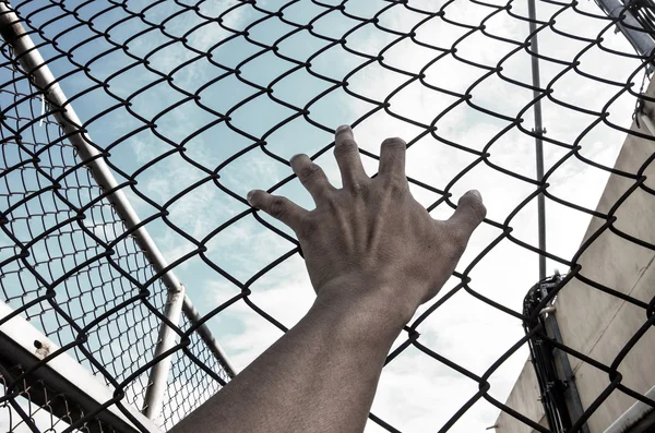 Need freedom with hand in jail — Stock Photo, Image