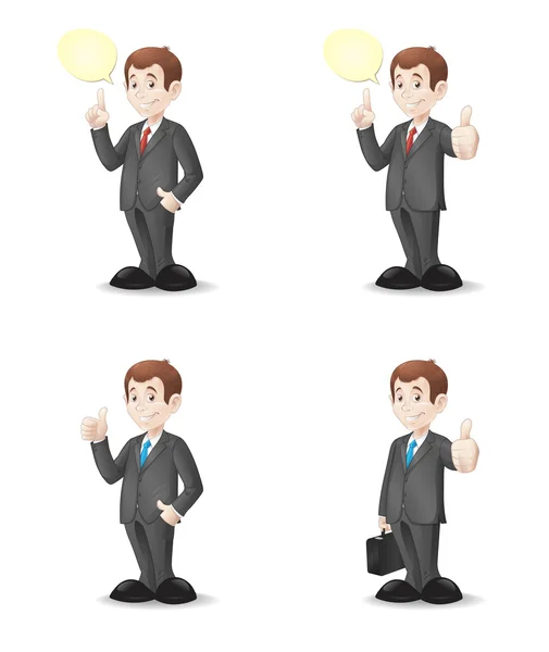 Dibujos animados hombre de negocios con varios gestos — Archivo Imágenes Vectoriales