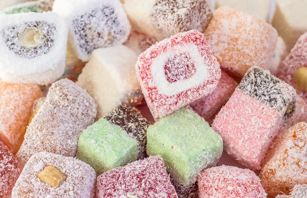 Variety of Turkish delight background — Stock Photo, Image