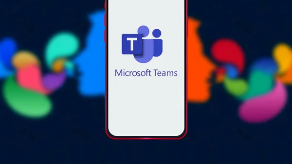 Microsoft Teams Uma Plataforma Unificada Comunicação Colaboração Que Combina Bate — Fotografia de Stock