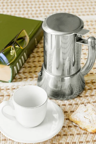 Coffee cup baking book glasses — Stock Photo, Image