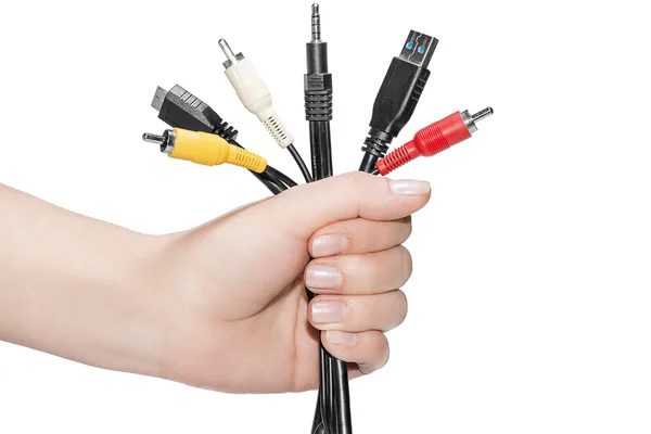 Different cables in the hand — Stock Photo, Image