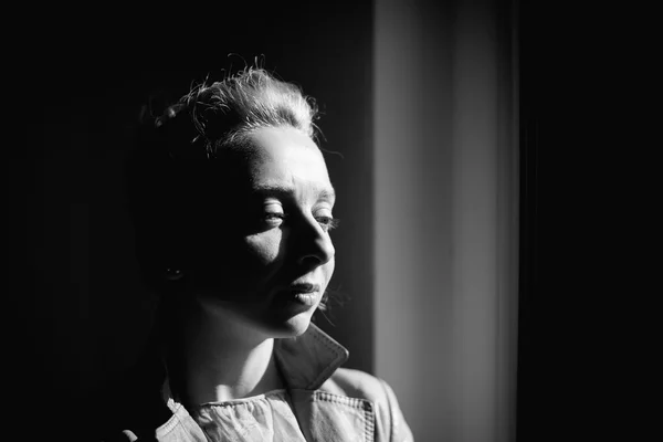 Black and white portrait of girl — Stock Photo, Image