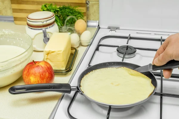 Kochen Pfannkuchen Frühstück — Stockfoto