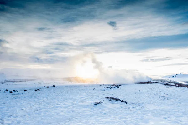 Hverir Myvatn Durante Invierno Islandia —  Fotos de Stock