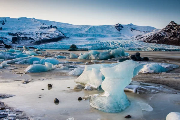 Iceland Jokulsarlon Glacier Lagoon Icebergs Floating Amazing Outdoor Landscape — Stock Photo, Image