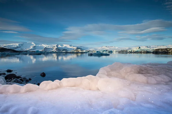 Zlanda Jokulsarlon Buzul Gölü Buzdağları Inanılmaz Açık Havada Yüzüyor — Stok fotoğraf