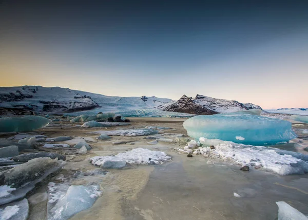 Islândia Jokulsarlon Glacier Lagoon Icebergs Flutuando Paisagem Livre Incrível — Fotografia de Stock