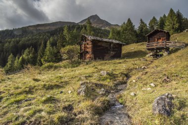 Grossglockner yakınlarında Avusturya Alplerinde kayalık dağlarla çevrili Meadow Hill..
