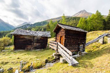 Grossglockner yakınlarında Avusturya Alplerinde kayalık dağlarla çevrili Meadow Hill..