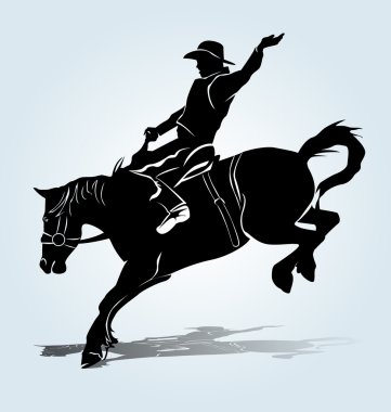 Vektör siluet bir rodeo binici