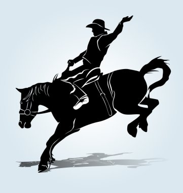 Vector silhouette of a rodeo rider clipart