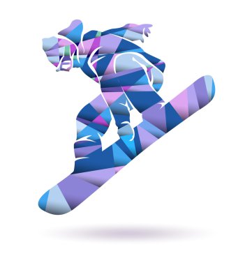 Renkli vektör siluet snowboarder