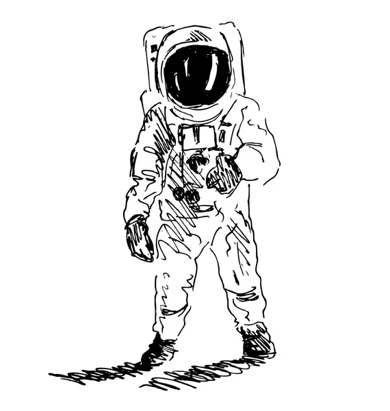 Homem do espaço esboço mão — Vetor de Stock