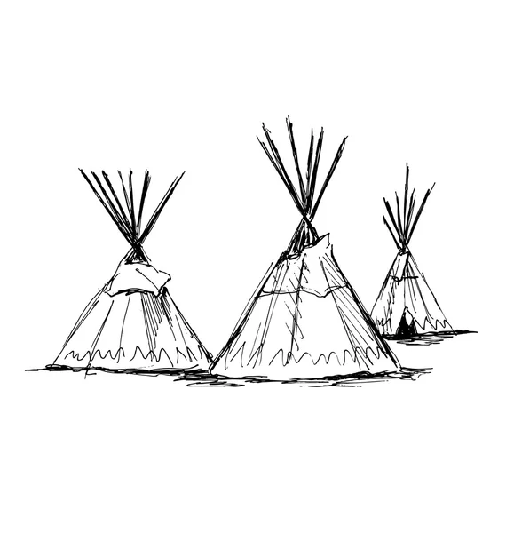 Croquis à la main wigwams — Image vectorielle