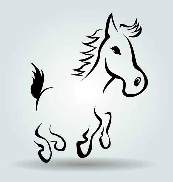 Línea vectorial ilustración de caballo de dibujos animados — Vector de stock
