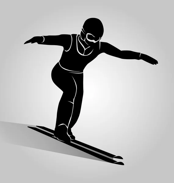 Sauteur à ski silhouette vectorielle — Image vectorielle