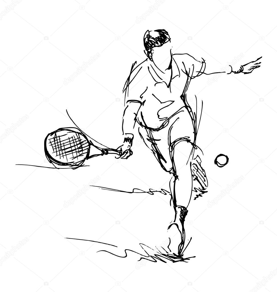Hand sketch tennis player