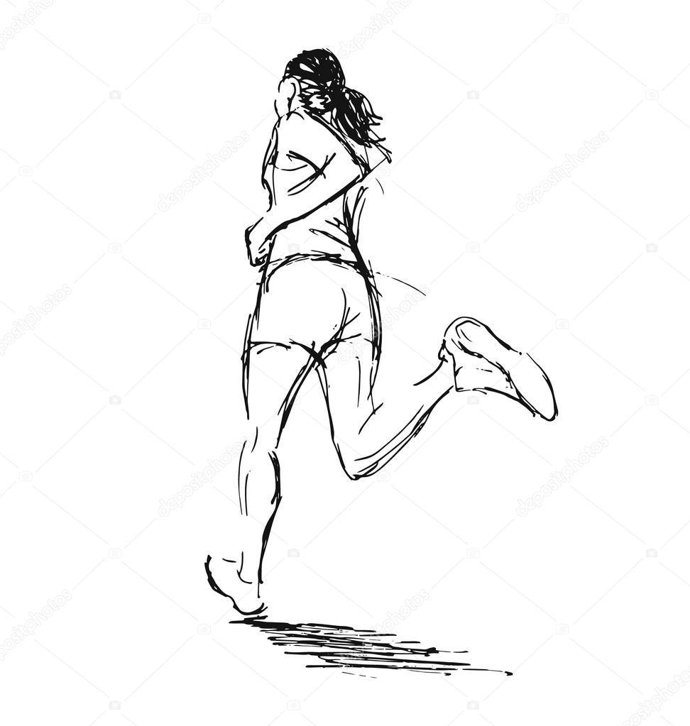 Hand sketch of a running woman