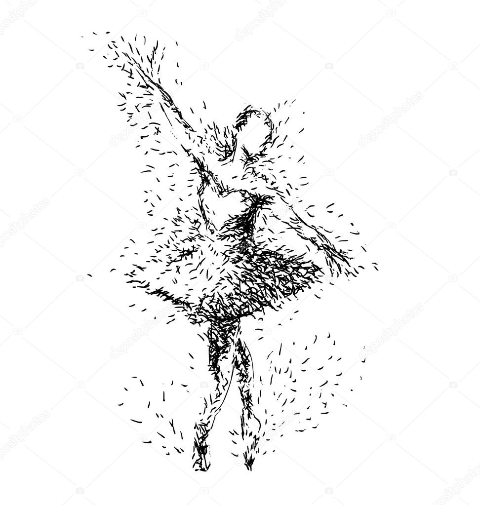 Hand drawing illustration of ballerinas