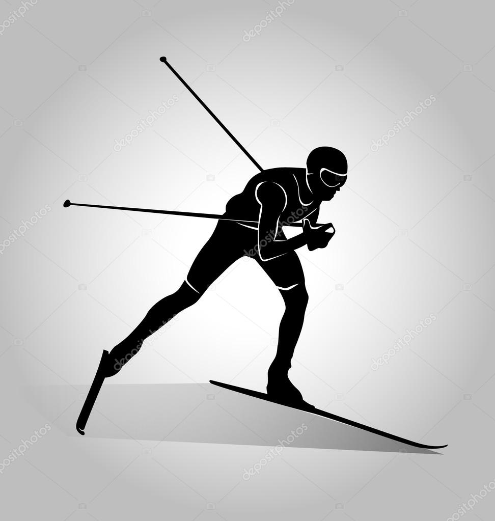 Vector silhouette of cross-country skiing