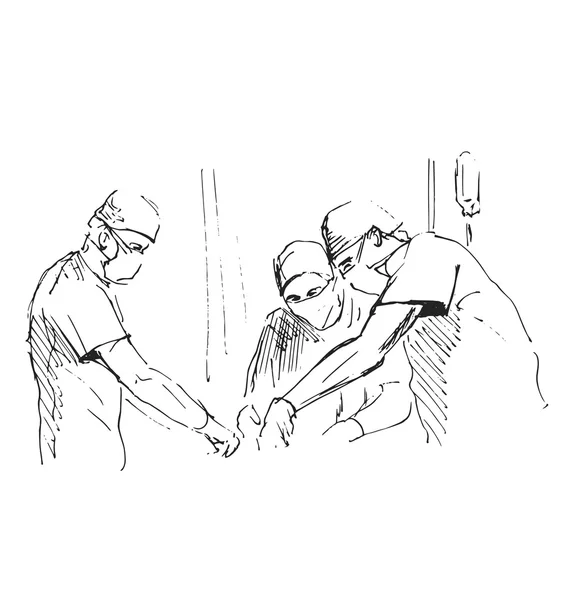 Handskizze operierender Ärzte — Stockvektor