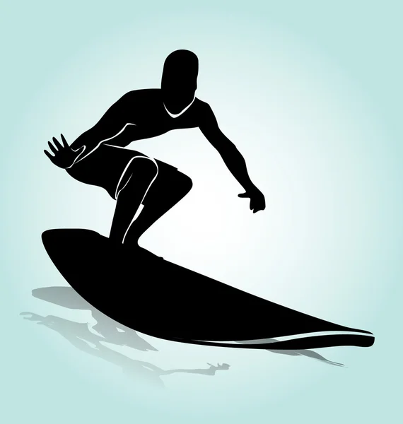 Surfista dalla silhouette vettoriale — Vettoriale Stock