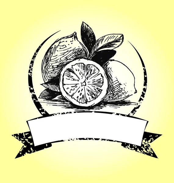 Etiqueta vintage vectorial con limones — Vector de stock