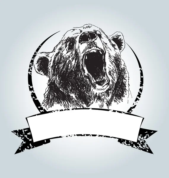 Etiqueta Vector Vintage con cabeza de oso — Vector de stock