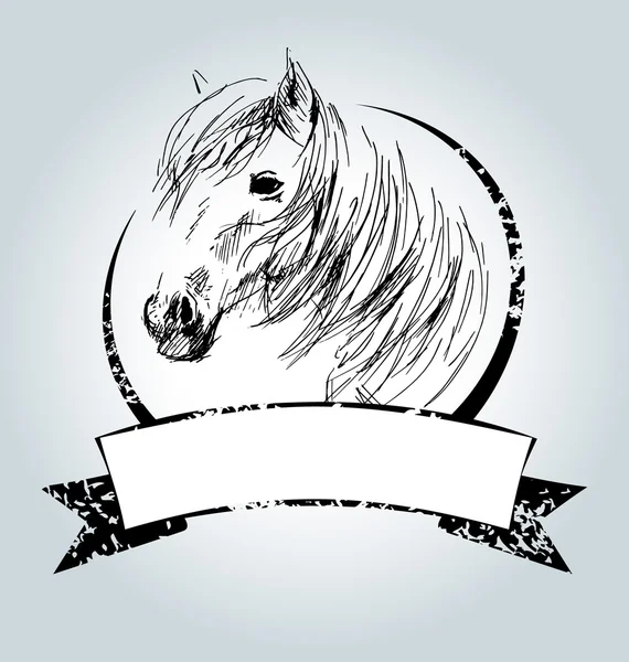 Etiqueta vectorial vintage con cabeza de caballo — Vector de stock