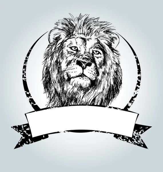 Etiqueta Vector Vintage con cabeza de león — Vector de stock