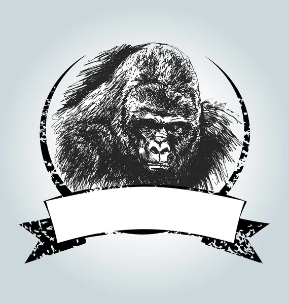 Vector vintage label met gorilla kop — Stockvector