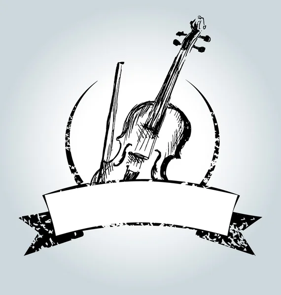Étiquette vintage vectorielle avec violon — Image vectorielle