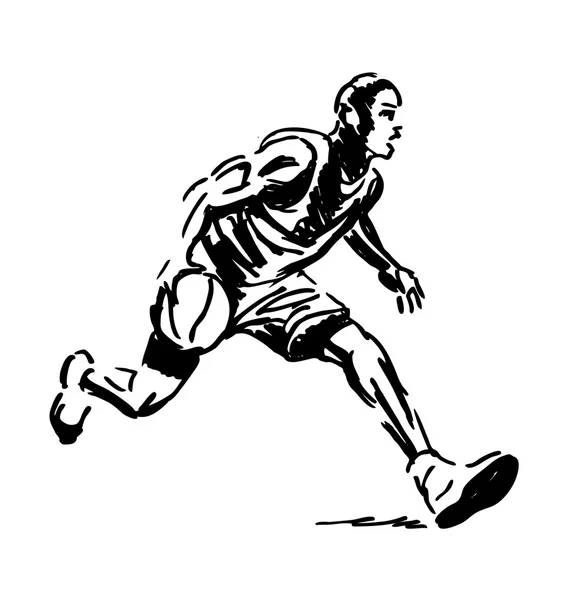 Ruční nákres basketbalový hráč — Stockový vektor