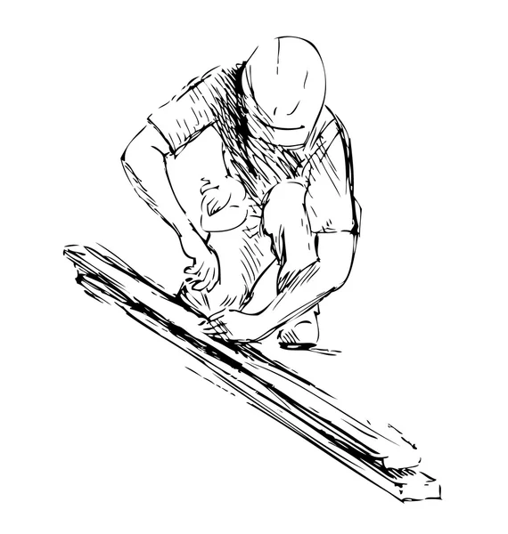 Hand sketch worker at work — Stock Vector