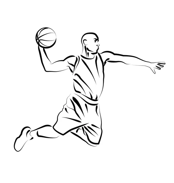 Vector Line bosquejo jugador de baloncesto — Vector de stock