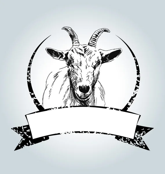 Векторна старовинна етикетка з малюнком кози — стоковий вектор
