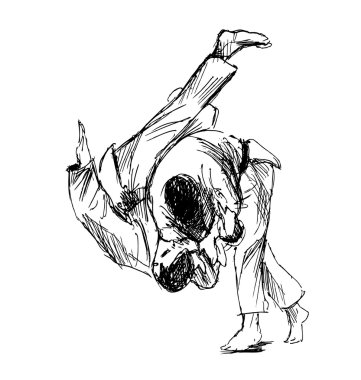 Hand sketch fighting judo clipart