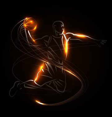 Basketbolcu koyu arka plan üzerinde