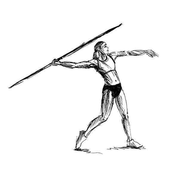 Esboço de mão atleta jogando um dardo — Vetor de Stock