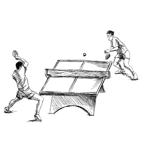 Hand sketch table tennis players — Stock Vector