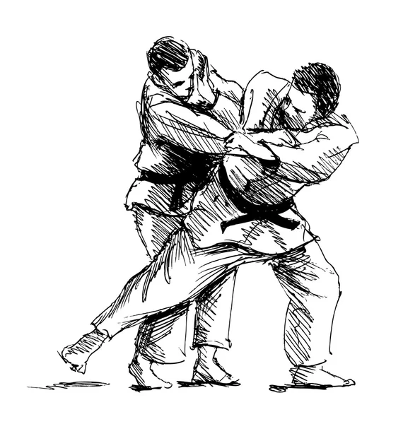 Ruky nákres konkurenčních judo — Stockový vektor