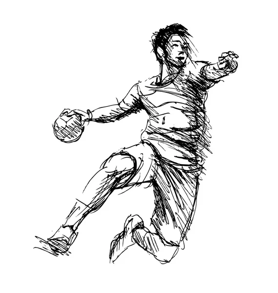 Hand sketch handball players — Stock Vector