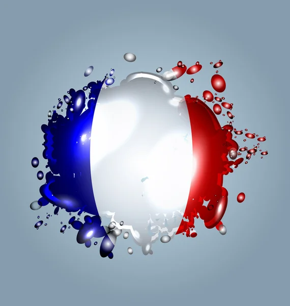 Water droplets with a French flag — Stock Vector