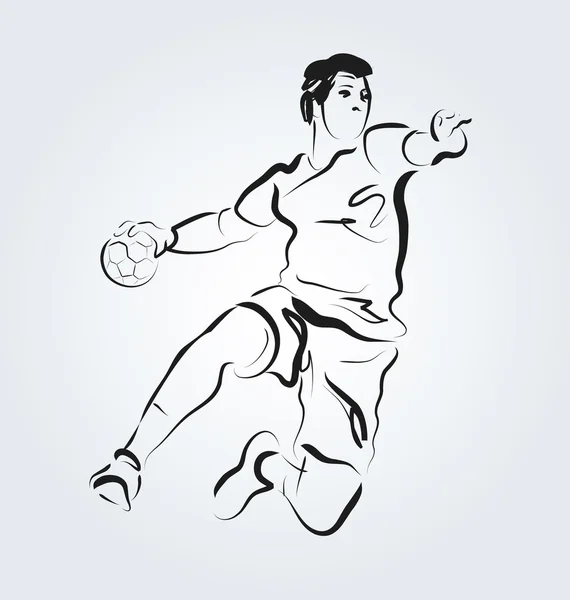 Joueur de handball croquis ligne — Image vectorielle