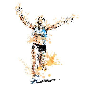 Colored hand sketch winning runner clipart