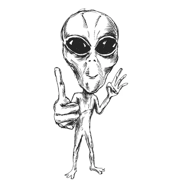 Desenho à mão de um alienígena — Vetor de Stock