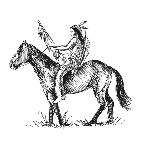 Ручной эскиз американского индейца — стоковый вектор