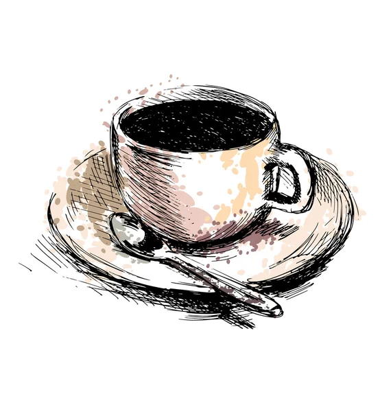 Color mano dibujo taza de café — Archivo Imágenes Vectoriales