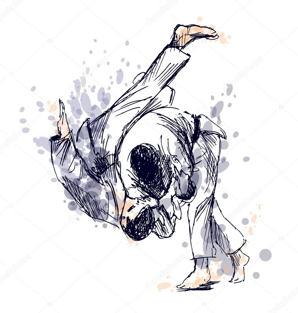 Colored hand sketch fighting judo Stock Vector Image by ©onot 117757054